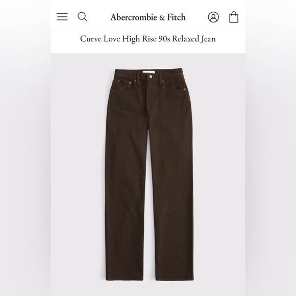 Abercrombie & Fitch Curve Love High Rise 90s Relaxed Jean in Chocolate Brown - Picture 4 of 4